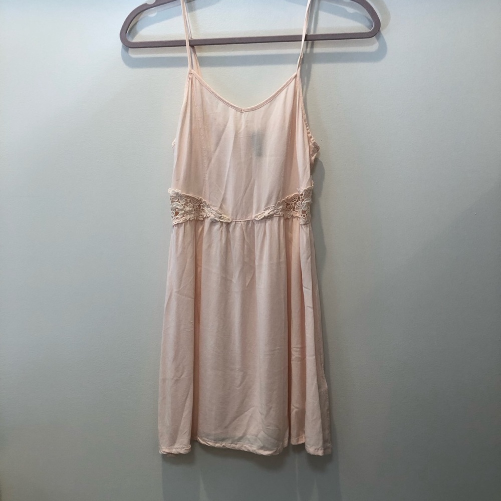 Light pink lace Cutout cami dress